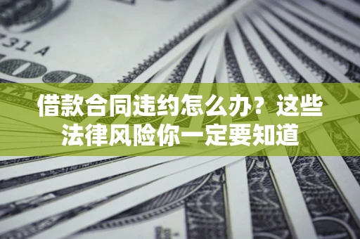 武汉借款合同违约怎么办？这些法律风险你一定要知道